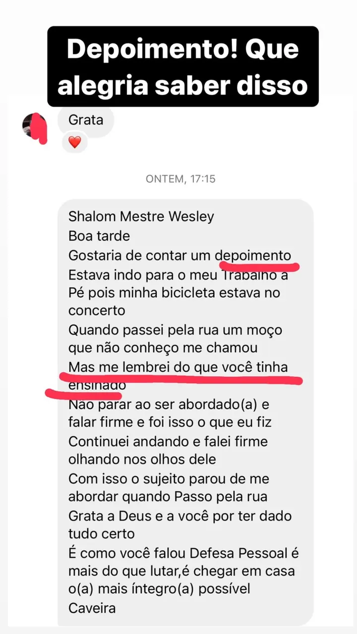 Aluna conta que se livrou de uma abordagem na rua com o que aprendeu